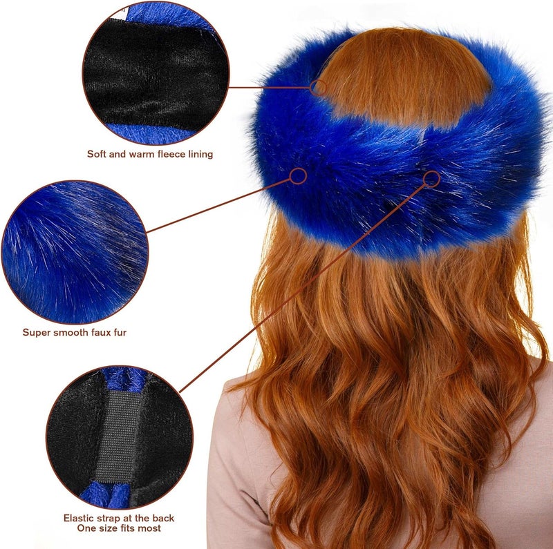 Dikoaina Womens Faux Fur Headband Winter Earwarmer Earmuff Ski - Image 3