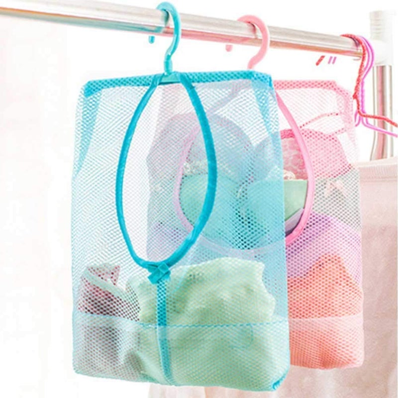 XELYTON XELYTON Colorful Hanging Mesh Bag Bathroom Storage Organizer Set Hamper Bag Closet Rack Clothes Clip Collection Bag Pack of 2 Laundry Bag Pinch Net Pouch - Image 1