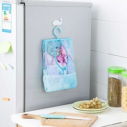 XELYTON XELYTON Colorful Hanging Mesh Bag Bathroom Storage Organizer Set Hamper Bag Closet Rack Clothes Clip Collection Bag Pack of 2 Laundry Bag Pinch Net Pouch - Image 4