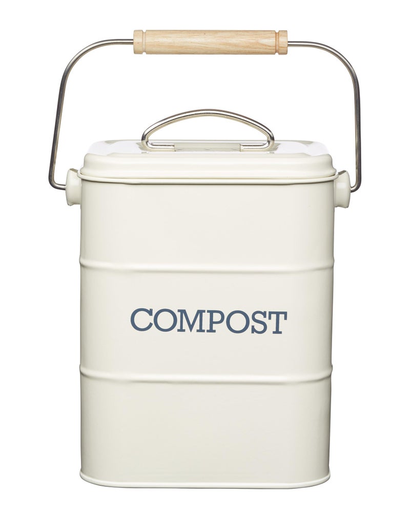 كيتشن كرافت ليفينغ نوستالجيا حاوية كومبوست معدنية للمطبخ أنتيك كريمي أبيض