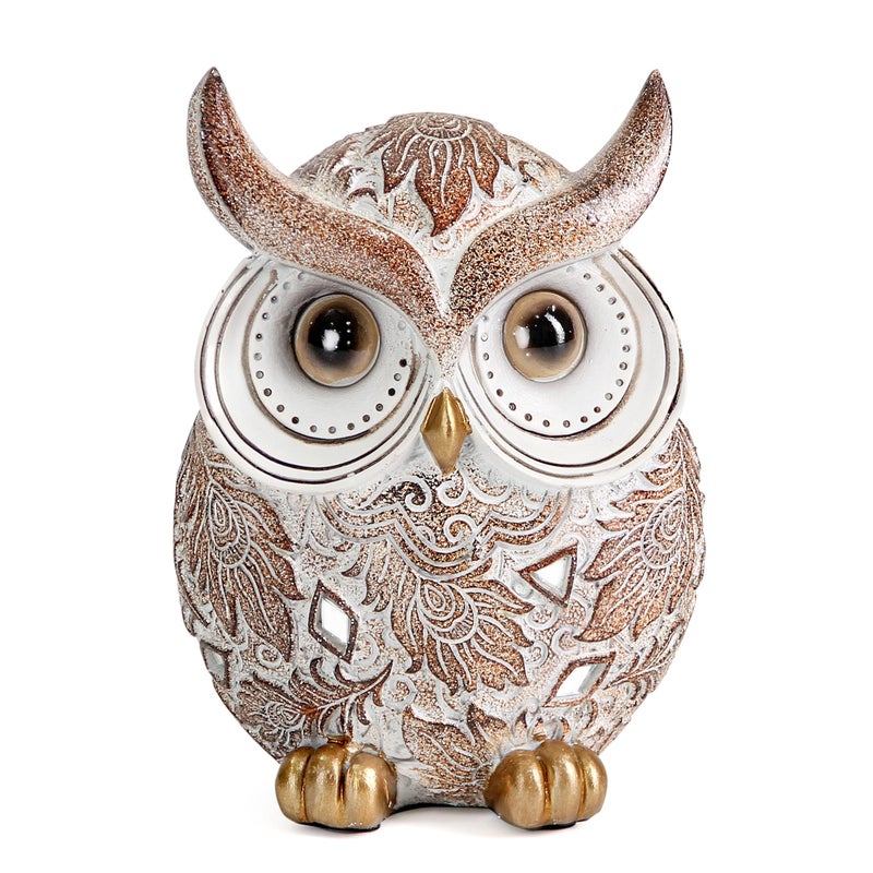 Smadeer Owl Statue and Figurine for Home Decor Accents Adorable Owl for Shelf Bookshelf Bedroom Living Room Office Table Desk Modern Decorations Animal Sculpture for Birds Lovers - Image 1