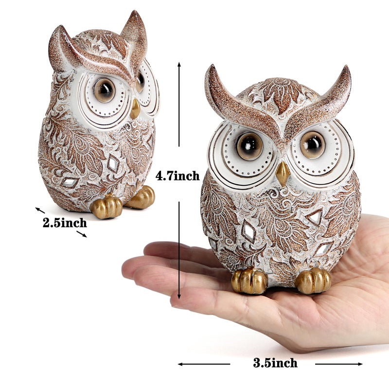Smadeer Owl Statue and Figurine for Home Decor Accents Adorable Owl for Shelf Bookshelf Bedroom Living Room Office Table Desk Modern Decorations Animal Sculpture for Birds Lovers - Image 2