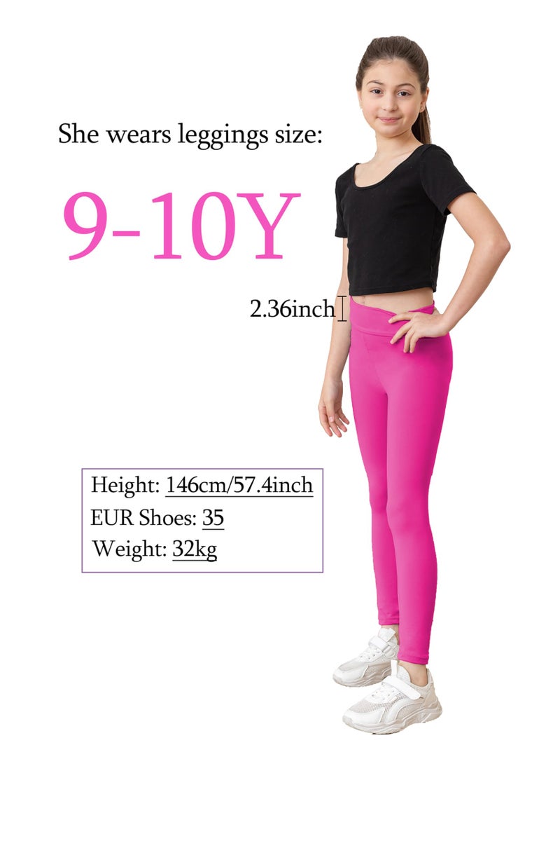 SOFTMILK High Waist Girls Leggings Size 4-11Y,10pcs Solid Color Yoga Leggings, Stretchy Tight Soft Pants for Kids Dancing Sports Casual Wear (US, Age, 5 Years, 6 Years, 10 Colors Girls Leggings) - Image 4