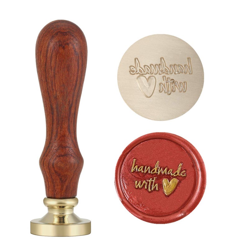 Yoption Handmade with Love Wax Seal Stamp, Vintage Sealing Wax Stamp for Wedding Party Invitations Envelopes Gift Wrapping - Image 1