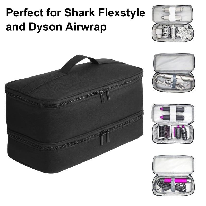 GENCAM Double-Layer Carrying Case for Shark Flexstyle, Travel Case for Shark 430/440 Flex Style, Portable Storage Bag for Shark Flexstyle/Dyson Airwrap Styler and Attachments (Black Patent Pending) - Image 3