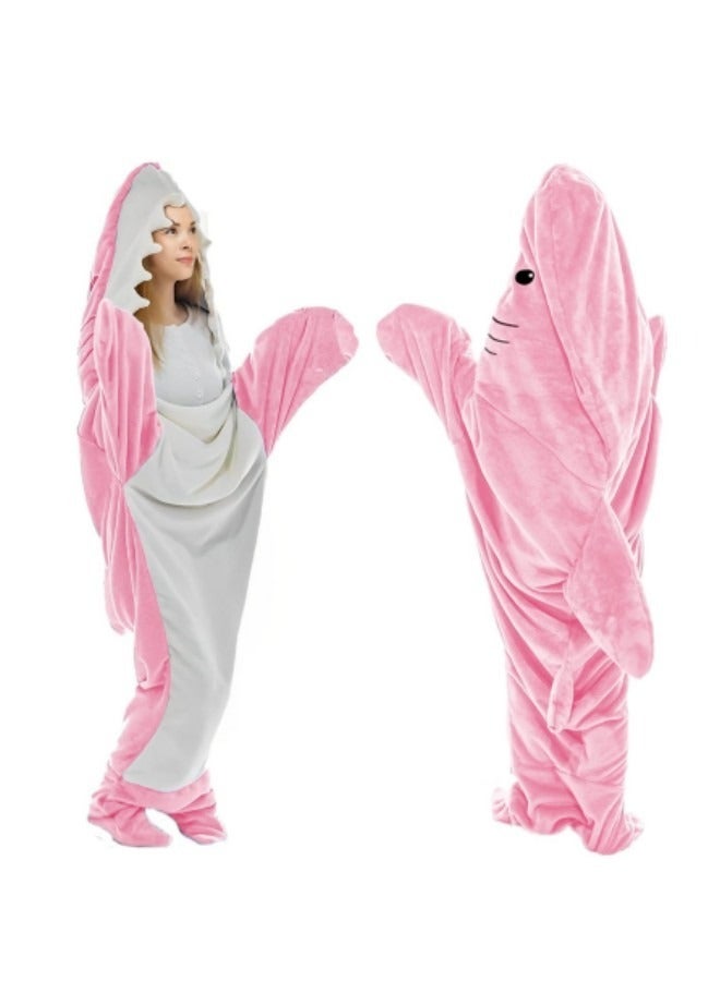 GGEROU Shark Blanket, Shark Blanket Hoodie Adult,Wearable Shark Blanket Adult or Shark Sleeping Bag, Pink - Image 1