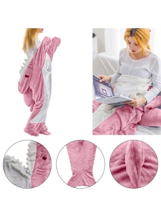 GGEROU Shark Blanket, Shark Blanket Hoodie Adult,Wearable Shark Blanket Adult or Shark Sleeping Bag, Pink - Image 4