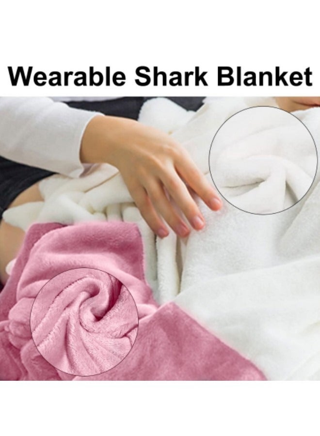 GGEROU Shark Blanket, Shark Blanket Hoodie Adult,Wearable Shark Blanket Adult or Shark Sleeping Bag, Pink - Image 5