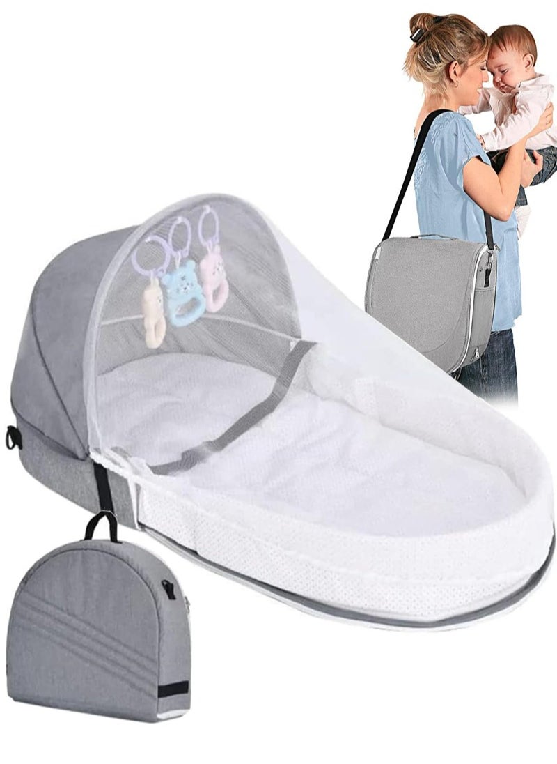 Baby Travel Cot with Mosquito Net and Awning, Foldable Baby Tent, Washable Crib Bionic Travel Bed Breathable Cradle Cot, Portable Baby Cot, Foldable Baby Cot with Mosquito Net (Grey) - pzsku/ZB69096555D3BF1E0DF3EZ/45/1741053934/10e56f04-25dd-4adf-8031-b4e1d8cb0706