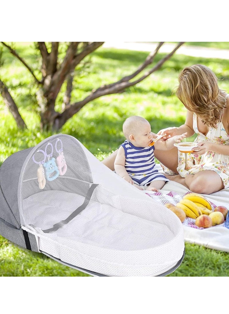 Baby Travel Cot with Mosquito Net and Awning, Foldable Baby Tent, Washable Crib Bionic Travel Bed Breathable Cradle Cot, Portable Baby Cot, Foldable Baby Cot with Mosquito Net (Grey) - pzsku/ZB69096555D3BF1E0DF3EZ/45/1741053944/83efc55a-5b53-4e37-a6dd-db604da0fb43