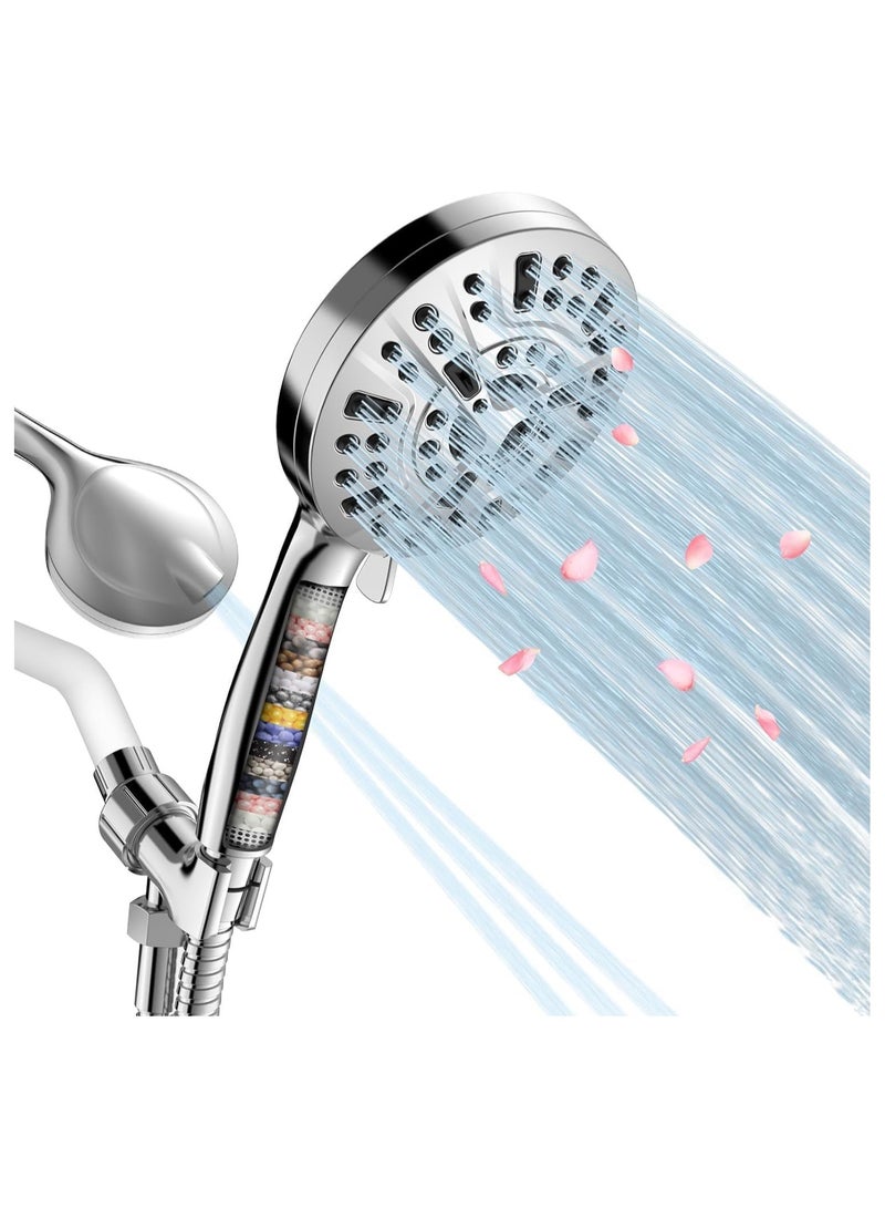INFLUX Filtered Shower Head, 15 Stage Handheld Shower Head Filter for Hard Water, 10 Modes High Pressure Shower Head with 60" Hose and Bracket, Remove Chlorine and Harmful Substance - Image 1
