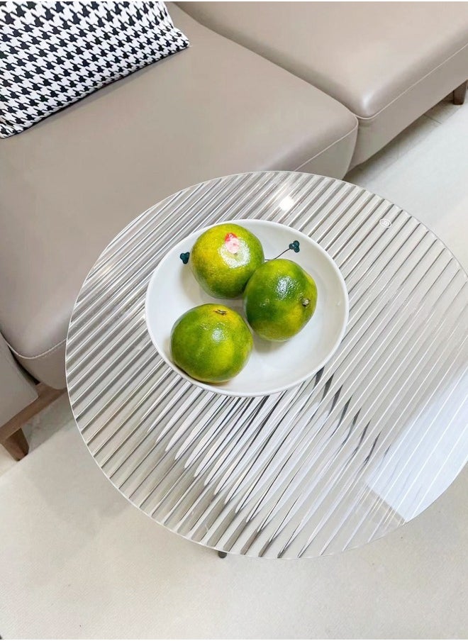 fashionhome - 2-Tiers Modern Design End Table Round Side Table with Tempered Glass Top and Metal Legs Small Accent Table Snack Tray Table for Living Room Bedroom 40x59 cm - Image 1
