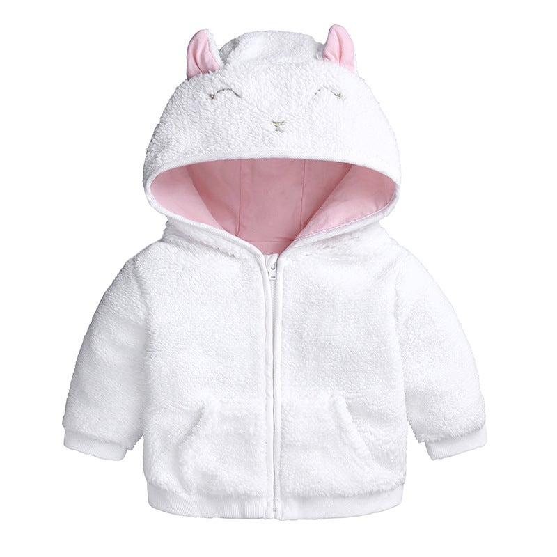 Children'S Clothing Baby'S Clothes Children'S Cotton Clothes Top Baby Lamb Velvet Hooded Jacket Children'S Cotton-Padded Jacket Outfit - Image 4