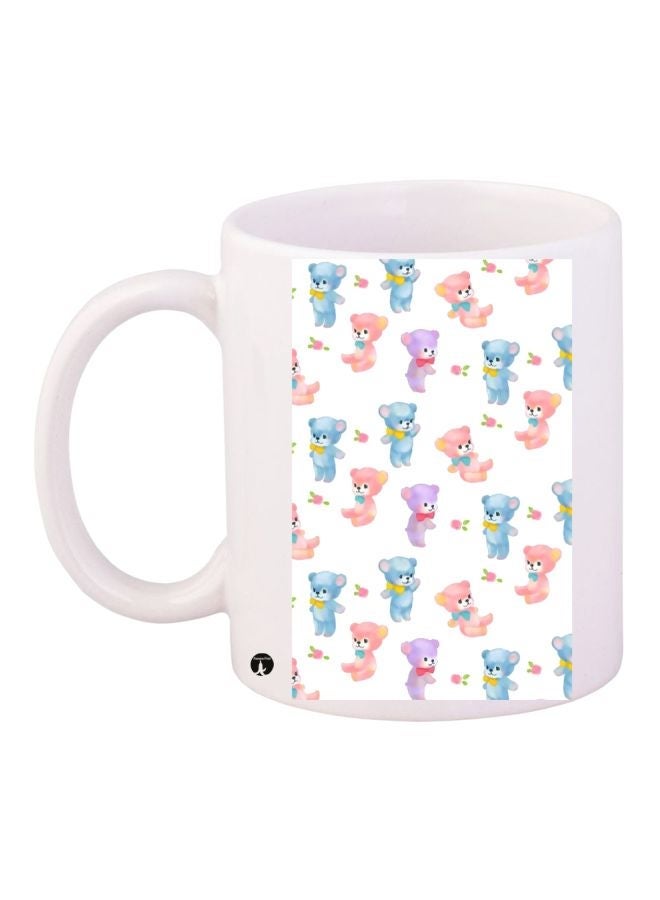 RYN Cartoon Bears Printed Coffee Mug White/Blue/Pink 11ounce