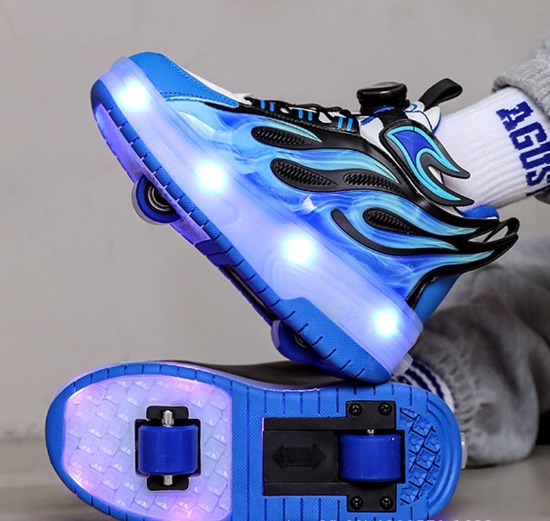 MIXSNOW Runaway Shoes Boys New Children's Pulley Sneakers Roller Skates Double Wheels Girls Trend Burst Shoes - Image 1