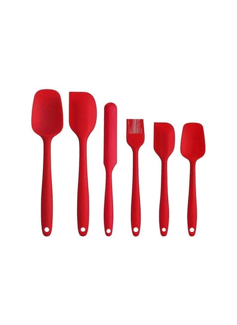 6 Piece Silicone Spatula Set, Rubber Spatula Set, BPA Free Non Toxic Turner Tongs, Heat-Resistant Spatula Kitchen Utensils Set for Cooking Baking and Mixing ( RED )