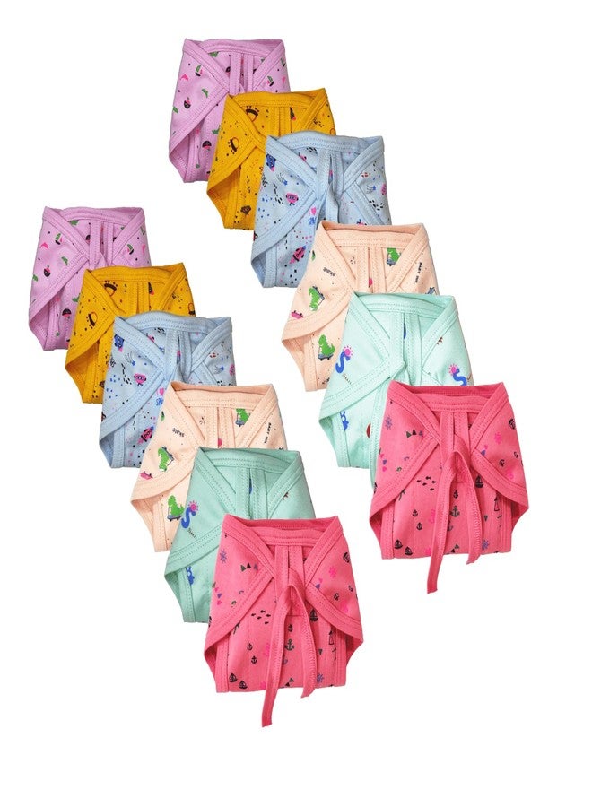 MURLI Cotton Cloth Hosiery Nappy/Diaper/Langot U Shaped Washable and Reusable for new born baby|Multicolor Extra Absorbent & Wide Cushion/Padding (0-6 Months) (Pack of 12 pcs.) - Image 1