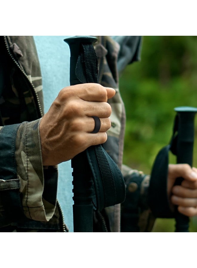 King Will خواتم سيليكون للرجال - 8 مم عرض حلقات خطوبة مطاطية قابلة للتنفس، تصميم نبض داخلي، حلقة مريحة، سوداء، مقاس 9 - Image 4