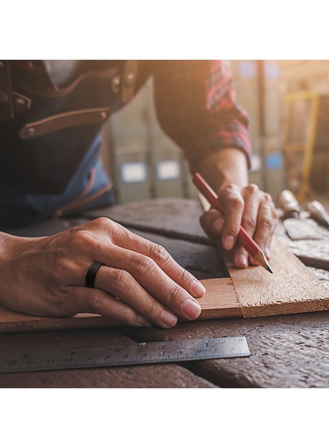 King Will خواتم سيليكون للرجال - 8 مم عرض حلقات خطوبة مطاطية قابلة للتنفس، تصميم نبض داخلي، حلقة مريحة، سوداء، مقاس 9 - Image 5