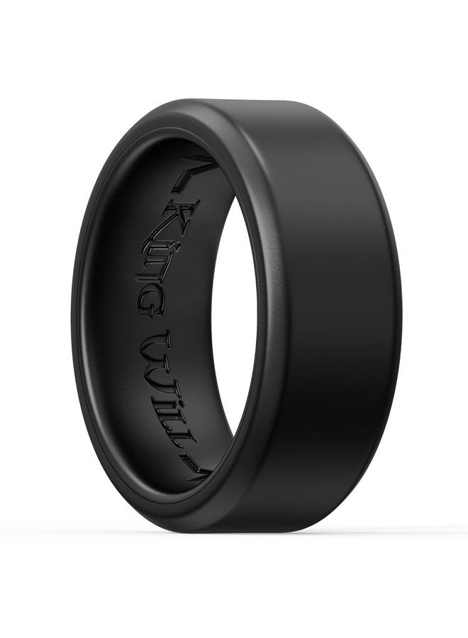 King Will خواتم سيليكون للرجال - 8 مم عرض حلقات خطوبة مطاطية قابلة للتنفس، تصميم نبض داخلي، حلقة مريحة، سوداء، مقاس 9 - Image 1