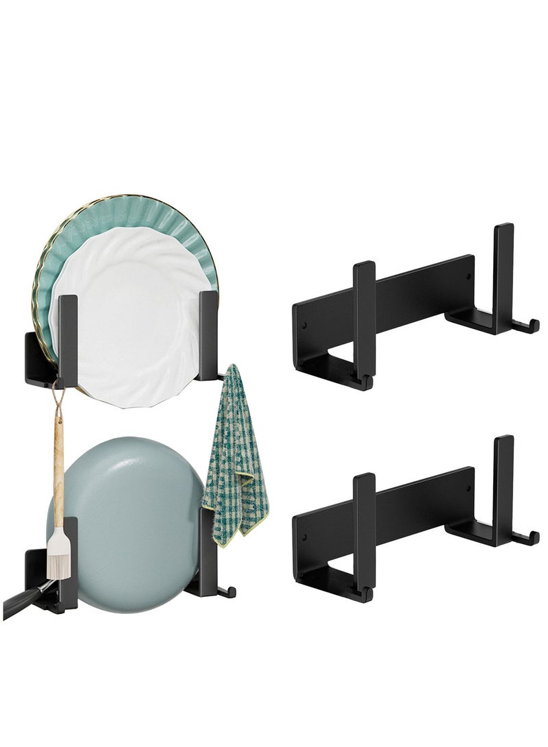 SYOSI Pot Lid Organizer, Wall Mounted Pot Lid Hanger for Cabinet Door Kitchen Organization, Pot Lid Holder Kitchen Racks, Pot Lid Organizers Inside Cabinet Door, Fits 7" to 12", Black Set (4 Packs) - Image 1