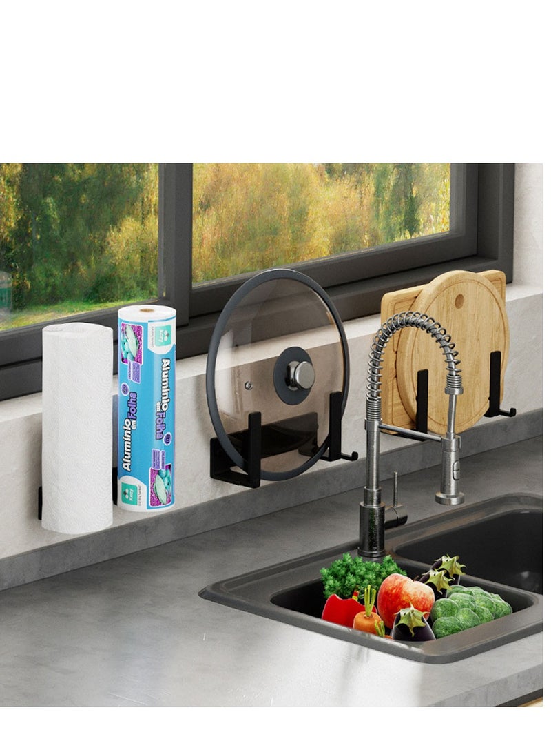 SYOSI Pot Lid Organizer, Wall Mounted Pot Lid Hanger for Cabinet Door Kitchen Organization, Pot Lid Holder Kitchen Racks, Pot Lid Organizers Inside Cabinet Door, Fits 7" to 12", Black Set (4 Packs) - Image 4