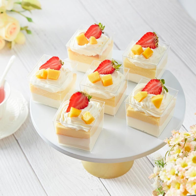 Qeirudu 5 oz Square Dessert Cups with Lids and Spoons 50 Pack Mini Plastic Dessert Cups Small Serving Cups for Pudding Mousse Yogurt Parfait Appetizers Fruit - Image 5