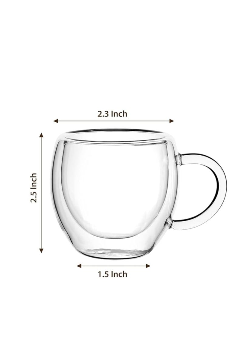 THE ARTFUL BLEND Set of 2 Double Wall Glass Coffee Mugs with Handles – 250ml – Ideal for Coffee, Latte, Cappuccino, Tea, Juice & Hot or Cold Drinks - Image 3