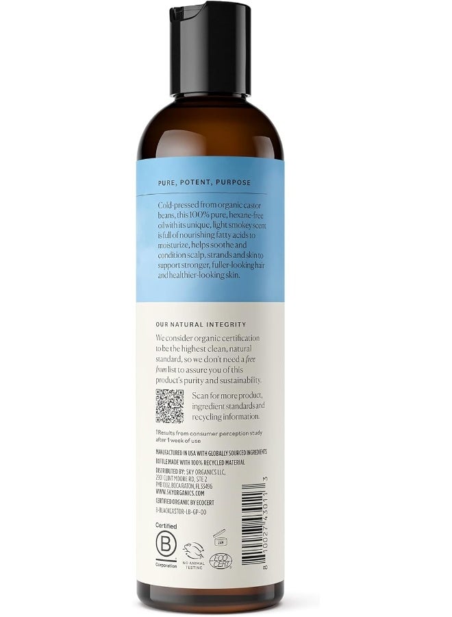 سكاي أورغانكس زيت الخروع العضوي - زيت مكثف للشعر - فروة الرأس، الرموش، الحواجب - زيت الخروع النقي المعصور على البارد - بلسم طبيعي - أحماض أوميغا الدهنية، نباتي - الجمال، العناية بالشعر - 8 أونصة مع كتاب إلكتروني - Image 4