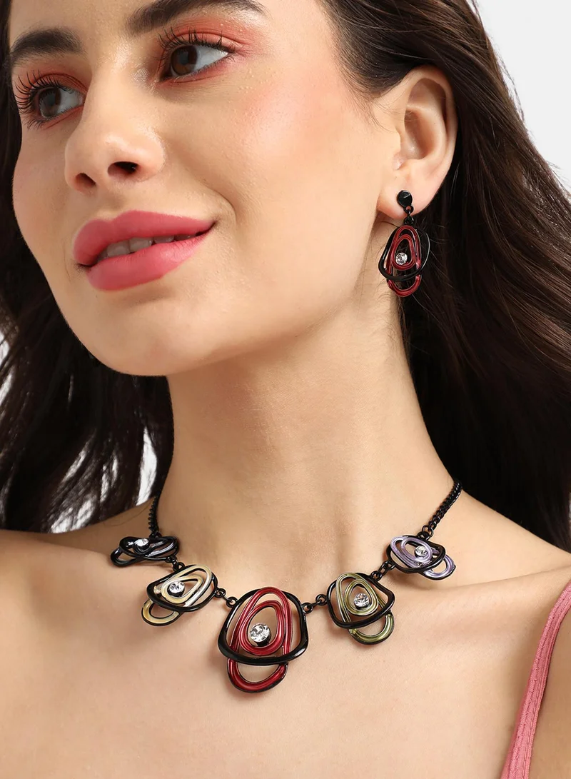 SOHI Abstract Oblong Artificial Jewellery Set