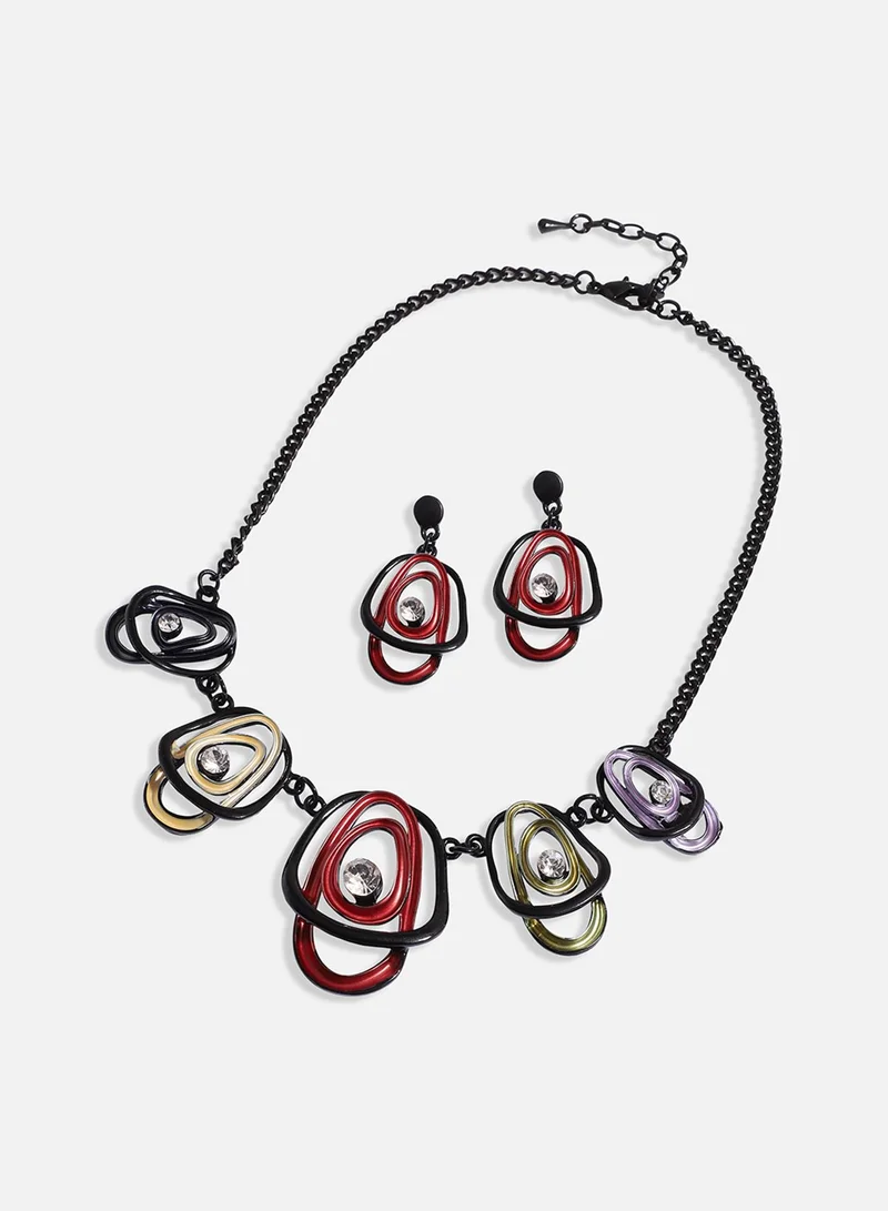 SOHI Abstract Oblong Artificial Jewellery Set