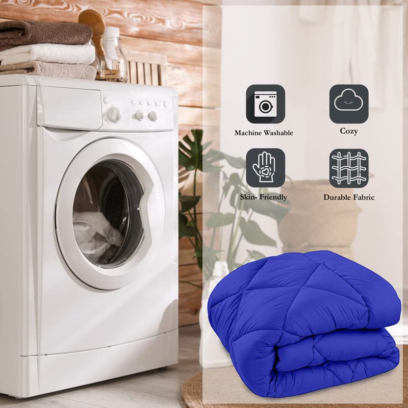 CHICERY Microfiber Reversible Solid Extra Comfort & Soft Comforter||Blanket Double Bed 250 GSM Ultra Soft Comforter for Winter-Navy Blue Grey-Pack of 1 - Image 4
