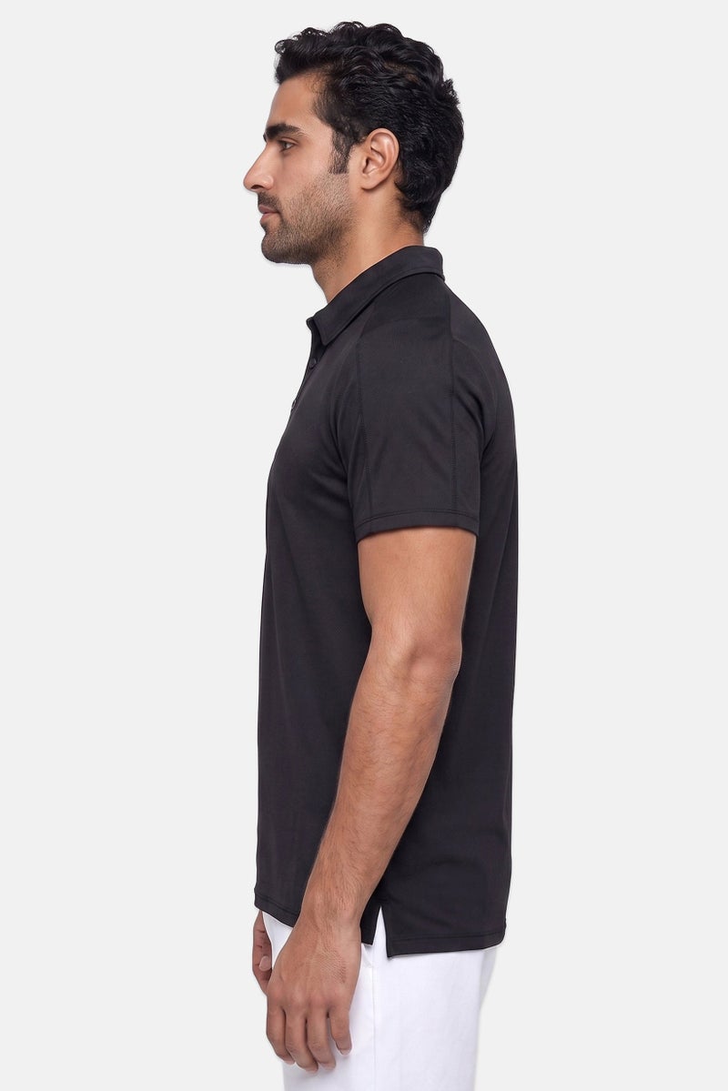 Apana Men Sportswear Fit Short Sleeve Training Polo Shirt, Black - Image 3