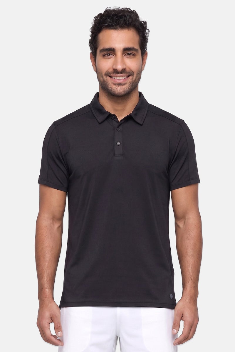 Apana Men Sportswear Fit Short Sleeve Training Polo Shirt, Black - Image 1