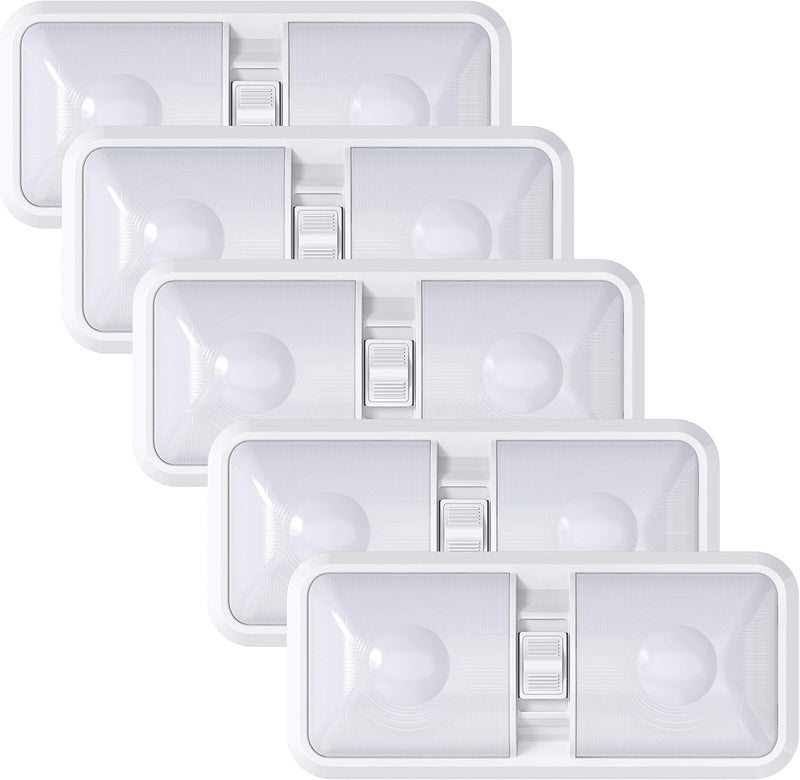 Leisure LED 5 Pack RV LED Ceiling Double Dome Light Fixture - Image 1