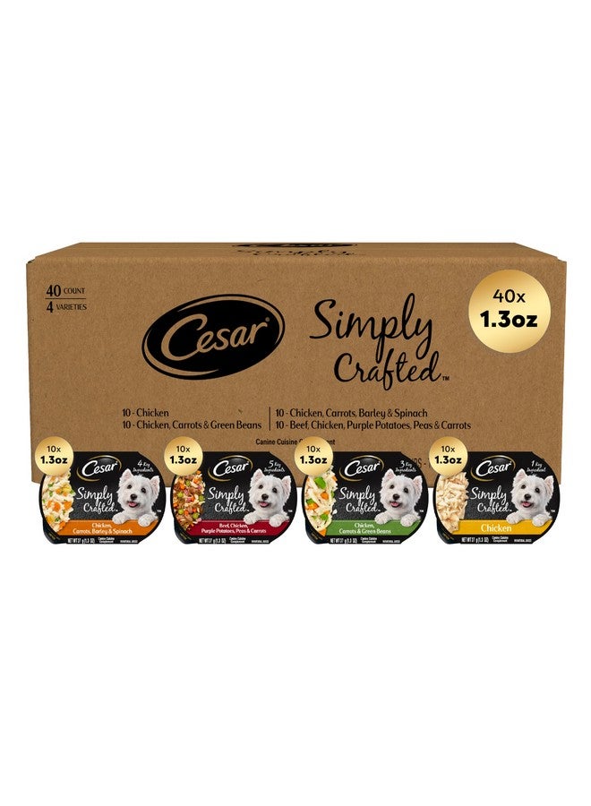Cesar Wet Dog Food Simply Crafted Multipack: Chicken and Beef Recipe, (40) 1.3 oz. Trays - Image 1