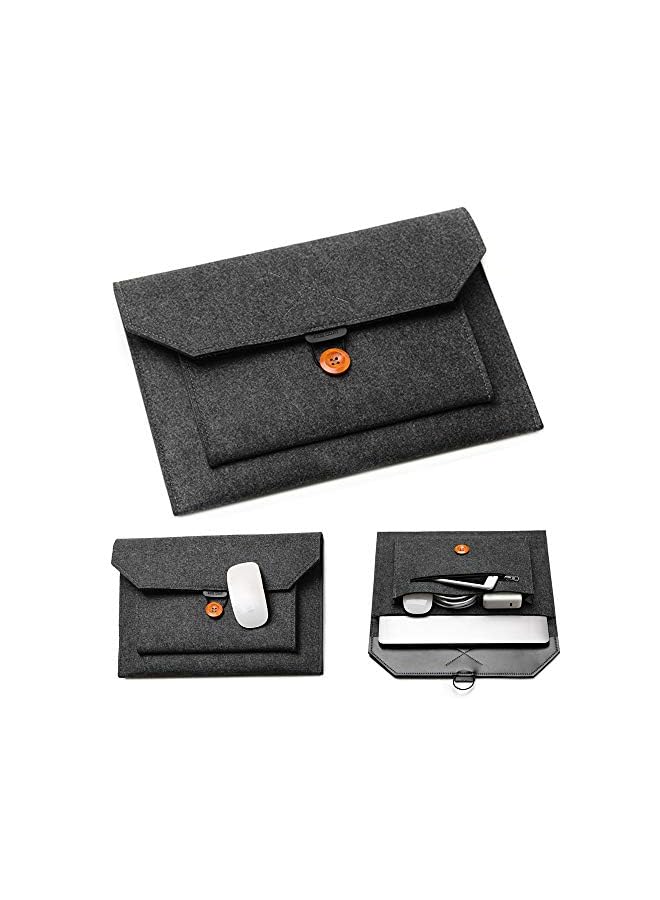 Acoki حقيبة كمبيوتر محمول مقاس 15-15.6 بوصة مصنوعة من اللباد خفيفة الوزن للغاية وحقيبة متعددة الجيوب لأجهزة Apple Macbook/Asus/Acer/Dell/Hp/Lenovo - رمادي غامق - Image 2