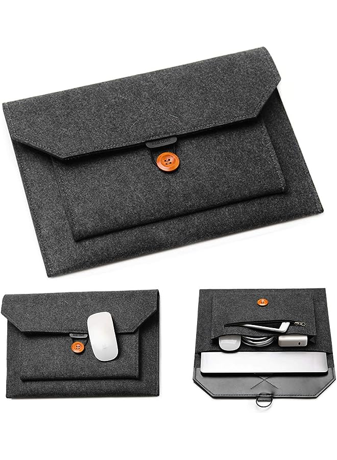 Acoki حقيبة كمبيوتر محمول مقاس 15-15.6 بوصة مصنوعة من اللباد خفيفة الوزن للغاية وحقيبة متعددة الجيوب لأجهزة Apple Macbook/Asus/Acer/Dell/Hp/Lenovo - رمادي غامق - Image 1