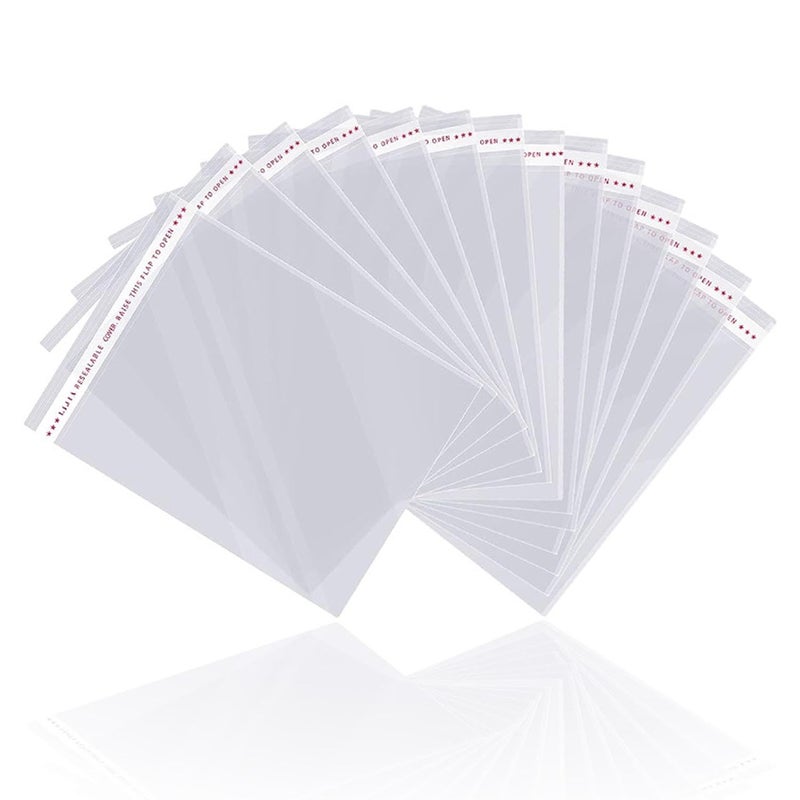 LonlyEagle 200 Pcs 5-1/2'' x 7-1/2'' Self Sealing Cellophane Bagsï¼ŒClear Cellophane Cello Bagsï¼ŒFit 5 X 7 Inch Cards Photosï¼ŒA6 A7 Envelopes Candyï¼ŒSelf Adhesive for Packaging Gifts,Cookies - Image 1