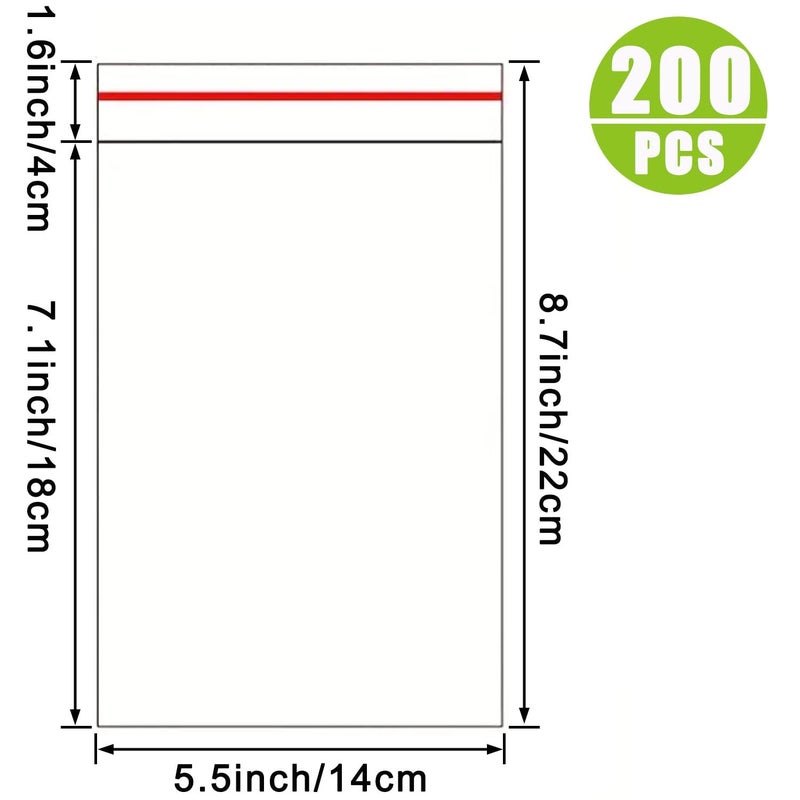 LonlyEagle 200 Pcs 5-1/2'' x 7-1/2'' Self Sealing Cellophane Bagsï¼ŒClear Cellophane Cello Bagsï¼ŒFit 5 X 7 Inch Cards Photosï¼ŒA6 A7 Envelopes Candyï¼ŒSelf Adhesive for Packaging Gifts,Cookies - Image 2