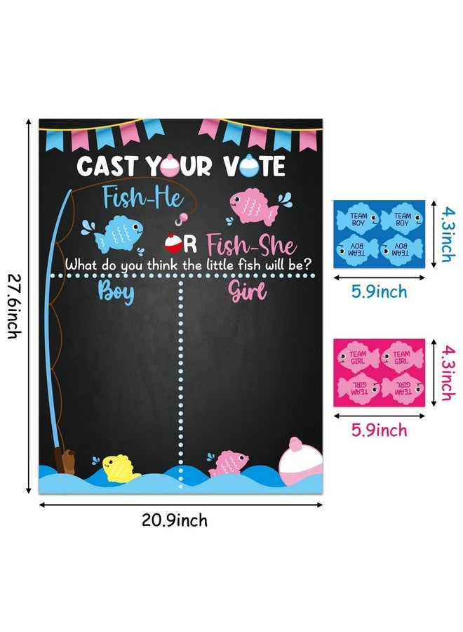 ANGOLIO Gone Fishing Gender Reveal Games for Voting with Fish Voting Stickers for Kids Adults Guests Cast Baby Vote Game Gender Reveal Poster Baby Shower Spring Summer Party Game Decoration - Image 3