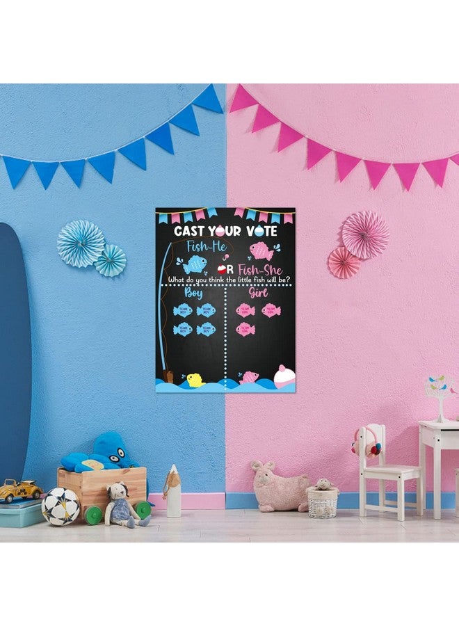 ANGOLIO Gone Fishing Gender Reveal Games for Voting with Fish Voting Stickers for Kids Adults Guests Cast Baby Vote Game Gender Reveal Poster Baby Shower Spring Summer Party Game Decoration - Image 5