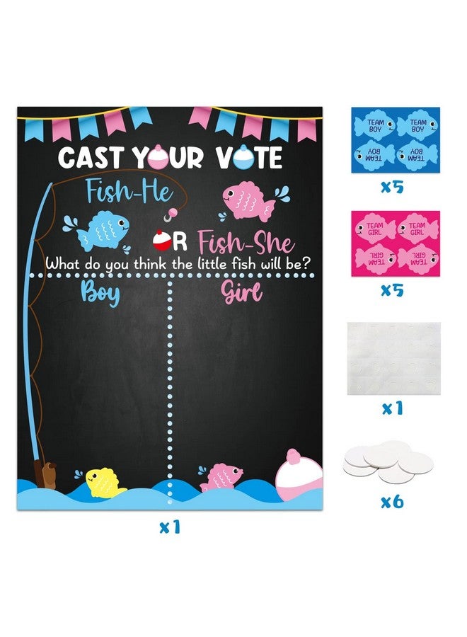 ANGOLIO Gone Fishing Gender Reveal Games for Voting with Fish Voting Stickers for Kids Adults Guests Cast Baby Vote Game Gender Reveal Poster Baby Shower Spring Summer Party Game Decoration - Image 2