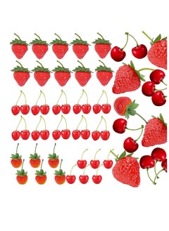 32Pcs Artificial Strawberries Fake Fruit Fake Strawberries Fake Cherries,Simulation Fake Strawberry Realistic Plastic Fruit Artificial Fake Cherries Strawberry Decor for Wedding,Photography Prop
