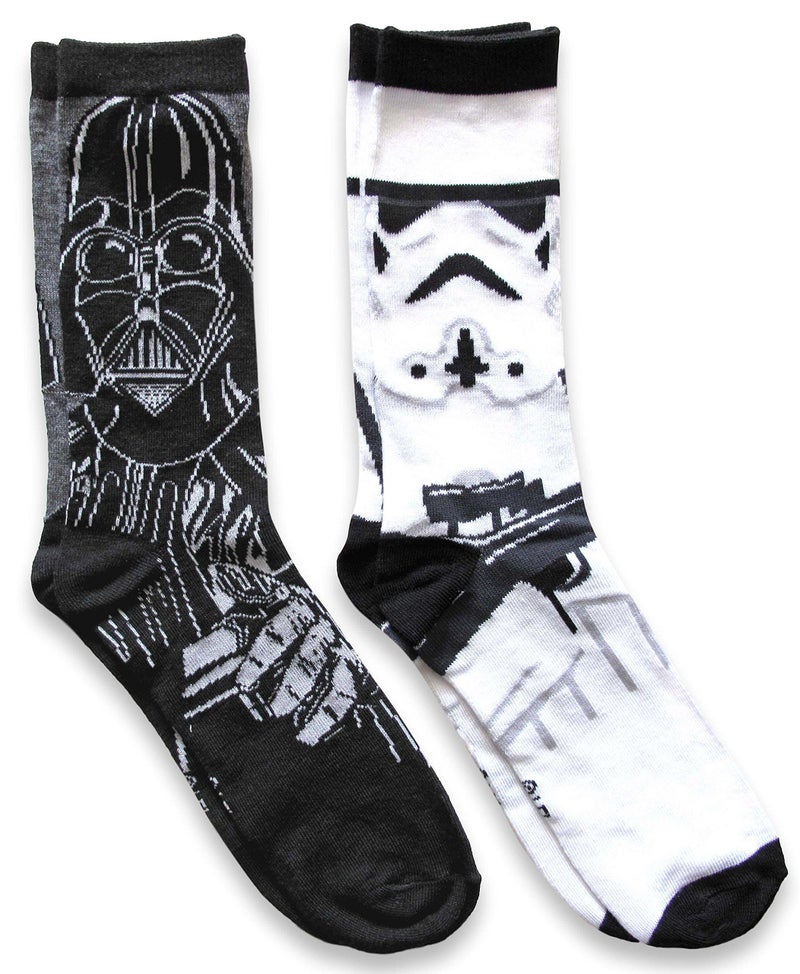 Hyp Star Wars Darth Vader/Stormtrooper Men's Casual Crew Socks 2 Pair Pack Shoe Size 6-12 - Image 1