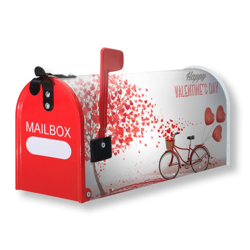 Harooni Romantic Valentine'S Mailbox Cover Mother'S Day With Bike And Tree Made Out Of Hearts - Magnetic Standard Size 18"" X 21"" Outdoor Garden Decoratives - Image 2