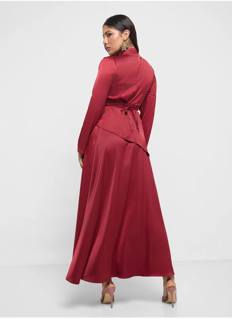 Khizana Asymmetrical Top With Skirt Set