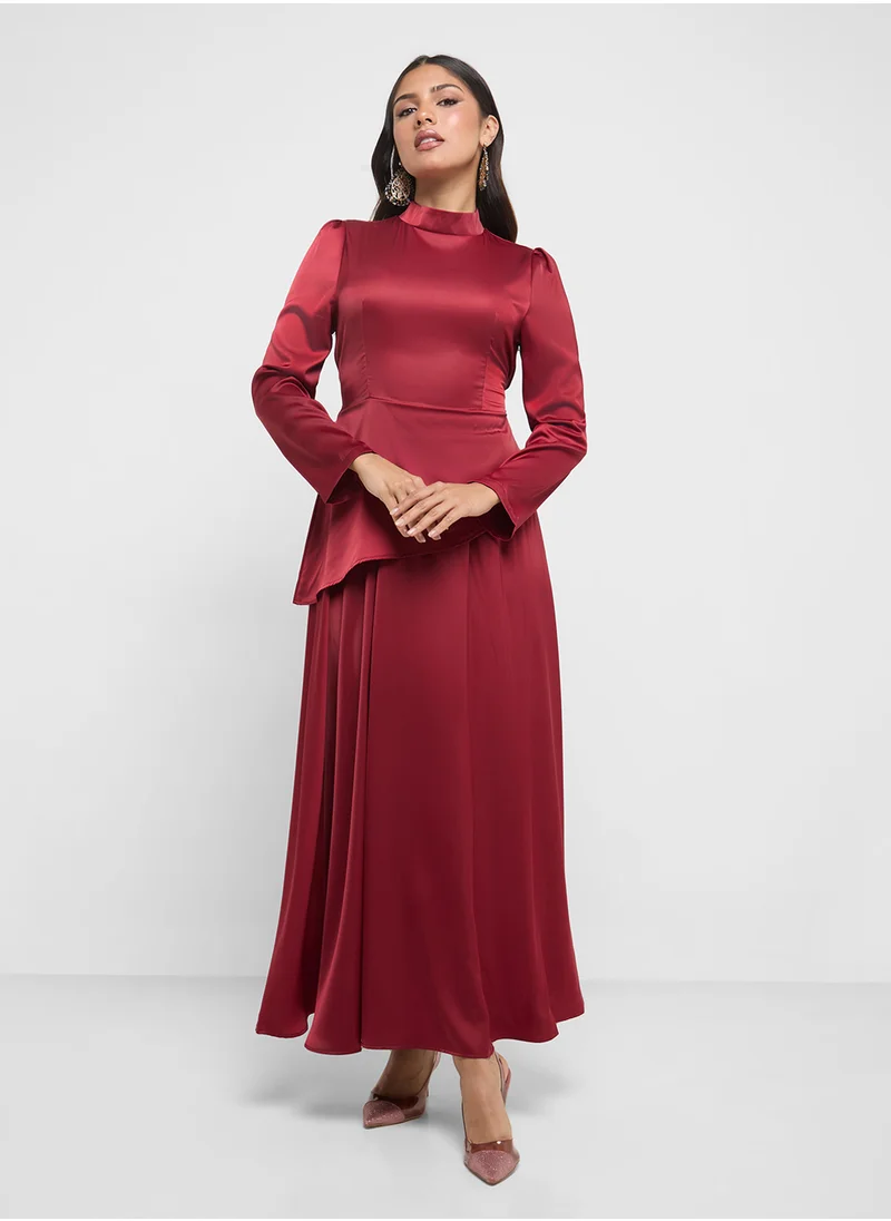 Khizana Asymmetrical Top With Skirt Set