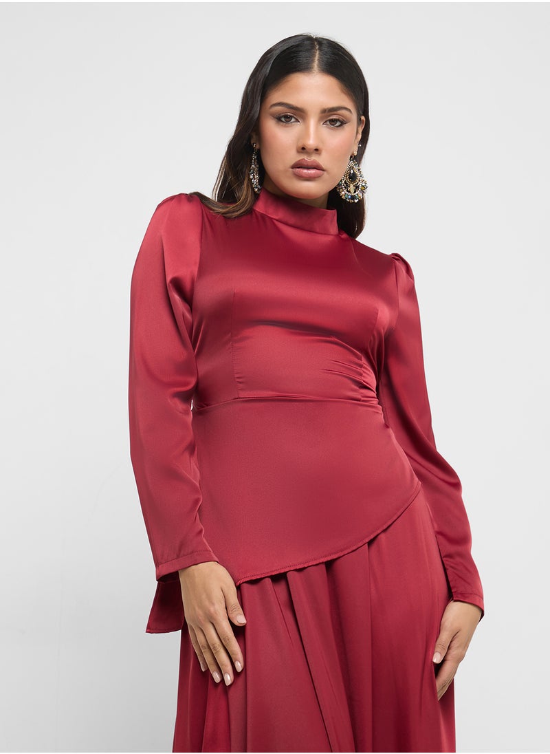 Khizana - Asymmetrical Top With Skirt Set - Image 1