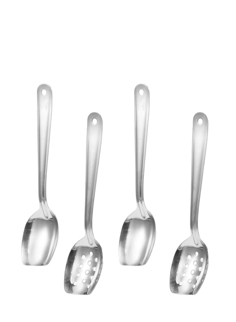 NIBEMINENT Restaurant Catering Serving Utensils, Advanced Performance Skimmer Perforated, Stainless Steel Spoons Set, for Buffet Can Banquet Cooking Kitchen - Image 1